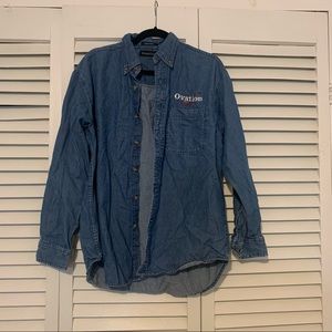 Ovation Chambray Button Up Shirt 100% Cotton Medium